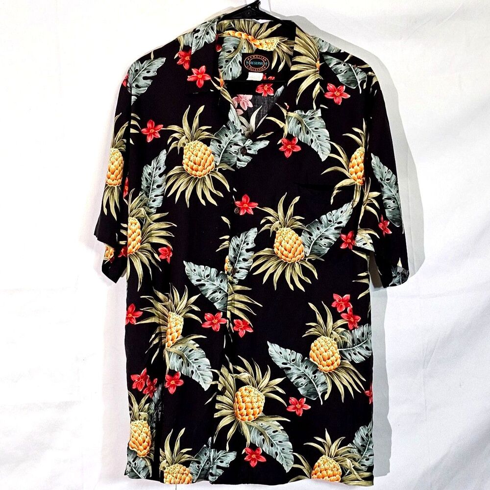 Hawaiian Reserve Collection Made in Hawaii Men's Pineapple Aloha Shirt L